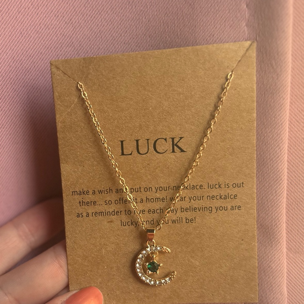 May Birthstone Emerald Moon Necklace